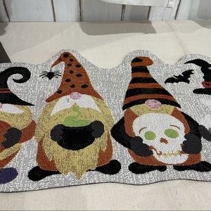 NWT Halloween Scalloped Fabric Runner with Gnomes 13x72in.